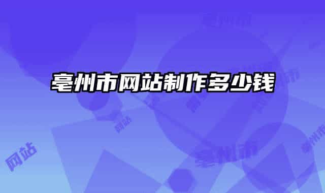 亳州市網站制作多少錢